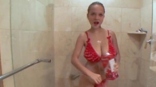 Teen Paris Milan in a Bikini taking an erotic shower just for you