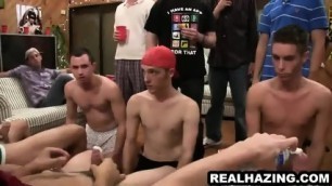 Three Frat Boys Sucking Some Cock After Losing Beer Pong